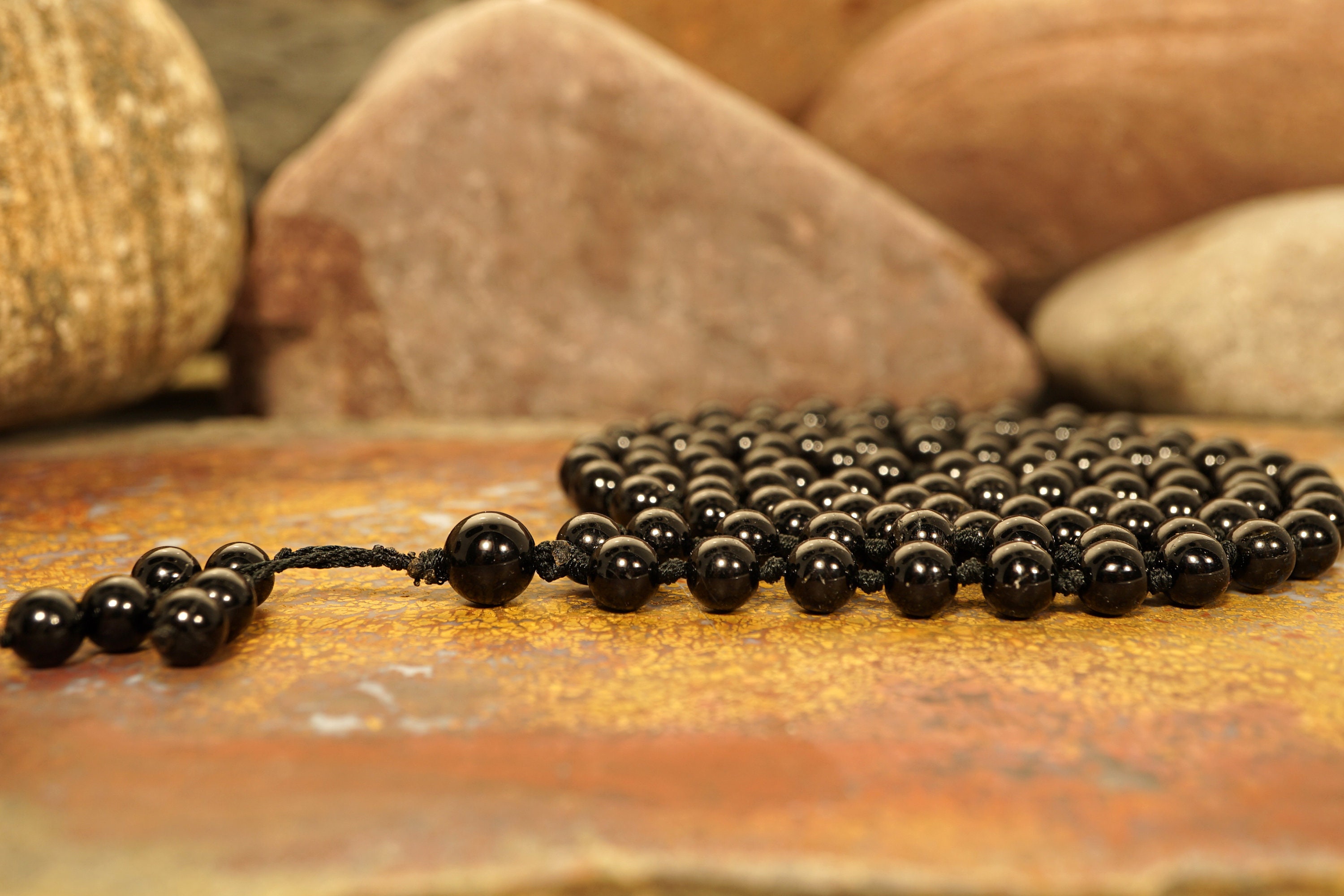 Black tourmaline mala beads sale