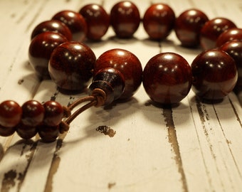 Red Sandalwood Bracelet • Red Sandalwood Stretch Bracelet • Buddhist Bracelet • Tibetan Bracelet • Wrist Mala • 16mm Beaded Bracelet • 3036