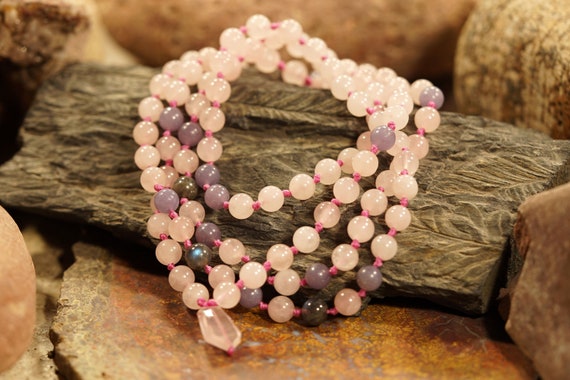 Smoky Quartz Crystal Knotted 108 Mala - 8mm Smoky Quartz Crystal Knotted 108 Mala - 8mm