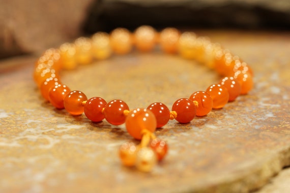 Carnelian Pocket Mala • Carnelian Hand Mala • 27+1 Bead Mala • 8mm • Worry Beads •  Mini Mala • Carnelian Worry Beads • Quarter Mala • 3659