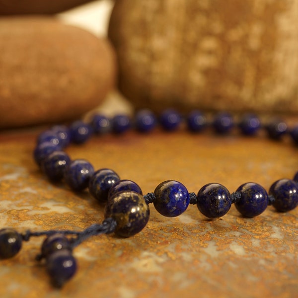 Lapis Lazuli Mala Pocket Mala • AAA* (Highest Quality) • 27+1 Bead Mala • 8mm • Worry Beads •  Mini Mala • Jewelry Men • Quarter Mala • 3287