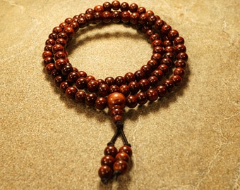 Red Sandalwood Mala • Red Sandalwood Necklace • 6mm • Red Sandalwood Wrap Bracelet • Gift for Yoga Lovers • Buddhist Mala Necklace • 3110