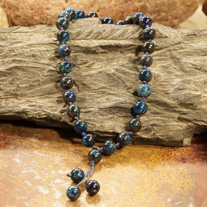 Azurite Pocket Mala • Azurite, Shattuckite and Possibly Chrysocolla and Malachite Beads  • 27+1 Bead Mala • 8mm • Worry Beads • 4099