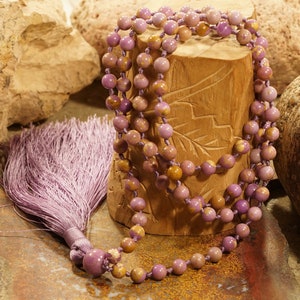 Phosphosiderite Mala • Phosphosiderite Necklace • Hand-Knotted Mala • 8mm • Knotted Mala Beads • Purple Mala • Violet Mala Necklace • 4143