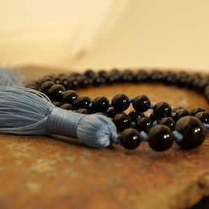 Black Tourmaline Mala | 6mm Black Tourmaline Necklace | AAA Beads | Hand-Knotted Mala | Mala for Purification | Mala Beads Protection | 2521