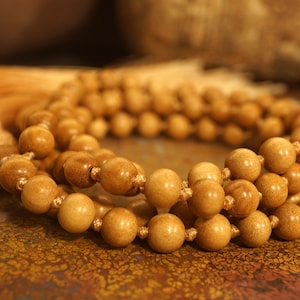 Mysore Sandalwood Mala • Sandalwood Mala Necklace • Sandalwood Prayer Beads • 6mm • Hand-Knotted Mala • Meditation Aid • Yoga Fashion • 3318