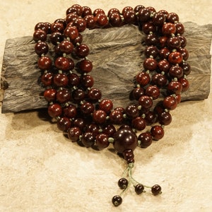 Red Sandalwood Mala • 12mm • Red Sandalwood Necklace • Red Sandalwood Prayer Beads • Red Sandalwood Jewelry • Knotted Mala • 3798