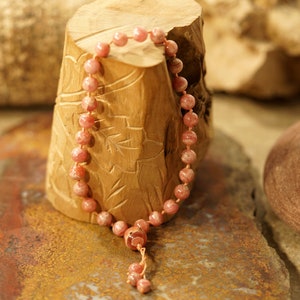Argentinian Rhodochrosite Pocket Mala • Rhodochrosite Hand Mala • 27+1 Bead Mala • 8mm • Rhodochrosite Worry Beads • 4219