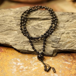 Black Tourmaline Mala Necklace • 108 Bead Black Tourmaline Necklace • 4mm • Minimalist Mala • Delicate Necklace • 108+1 • Dainty Mala A4276
