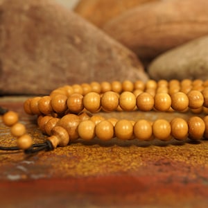 Mysore Sandalwood Mala, Necklace, Bracelet Prayer Beads Authentic Highest Quality 7-mm Beads 3407