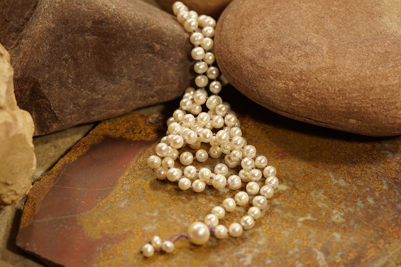Pearl Mala Necklace Freshwater Pearl Necklace 4-11mm Natural Pearl Necklace Mermaid Necklace Elegant Necklace Pearl Mala 3595 image 3