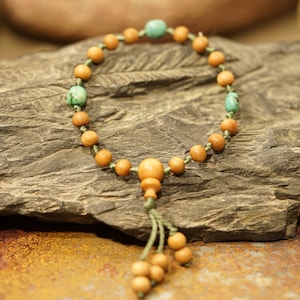 Bracelet en bois de santal • Bracelet noué en bois de santal de Mysore • Bracelet noué • Mala de poche • 6 mm • Mala de poignet • Petit Mala en bois de santal • 4307