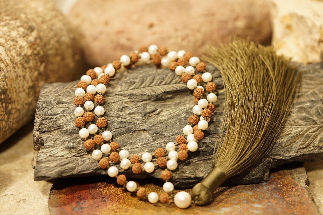 Pathri Rudraksh Pathri Rudraksha and Pearl Mala • Indonesian Chikna Mala • 6mm-11mm ...