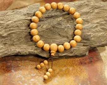 Mysore Sandalwood Bracelet • Sandalwood Stretch Bracelet • 8mm • Aromatic Sandalwood Beads • Sandalwood Elastic Bracelet • 4000-08