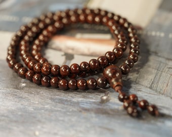 Mala en bois de santal rouge • Collier en bois de santal rouge • 6 mm • Bracelet en bois de santal rouge • Cadeau pour les amateurs de yoga • Collier mala bouddhiste • 3110