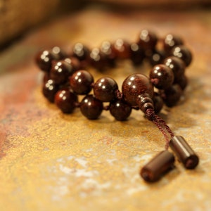 Red Sandalwood Pocket Mala • 27+1 • Red Sandalwood Worry Beads • 6mm-20mm • Red Sandalwood Prayer Beads • Gift for Yoga Lovers • 4247