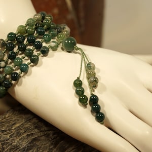 Moss Agate Mala • Moss Agate Mala Beads • Men&#39;s Mala • Green Mala • 108+1 • Moss Agate Prayer Beads • 6mm • 4418