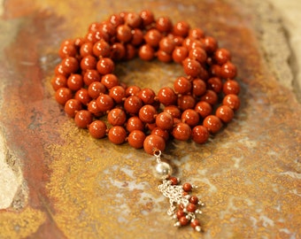 Red Jasper Necklace • Red Jasper Mala • Red Jasper Wrap Bracelet • Red Jasper Bracelet • Mala Beads • Prayer Beads • 0680