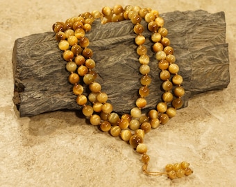 Golden Tiger Eye Mala • 8mm • Golden Tiger's Eye Mala Beads • Gift for Him • Tiger Spirit • Tiger's Eye Necklace • Tiger Eye Bracelet • 2670