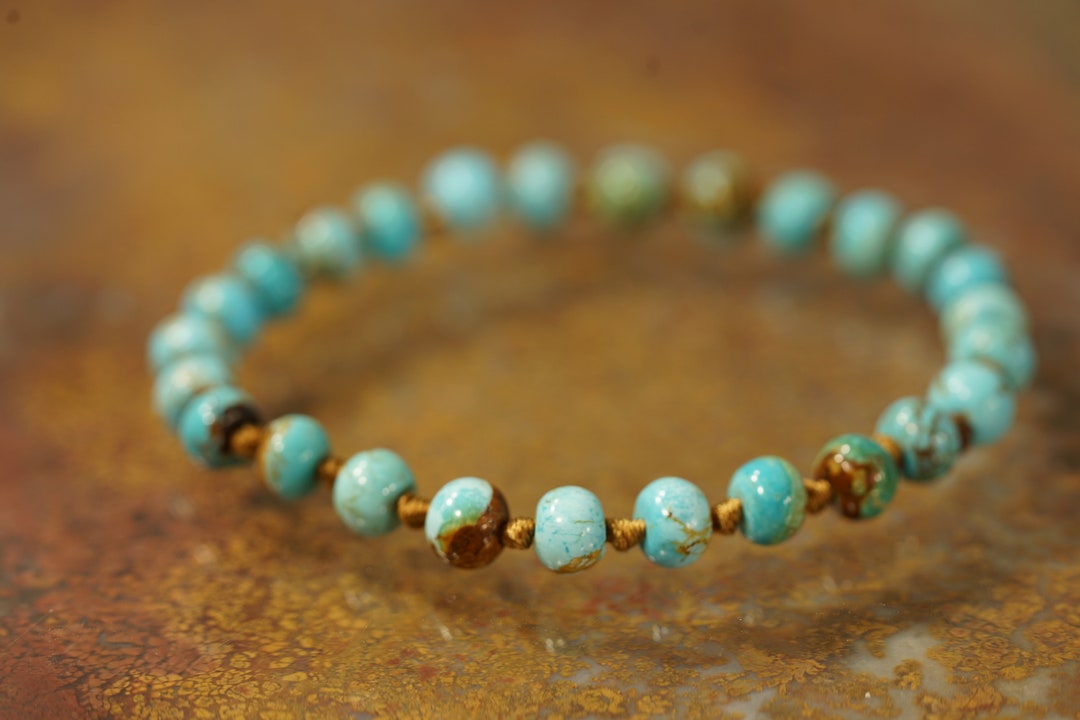 Turquoise Roll-on Bracelet • Bohemian Bracelet • 7mm • Authentic