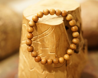 Mysore Sandalwood Bracelet • Sandalwood Stretch Bracelet • 10mm• Aromatic Sandalwood Beads • Sandalwood Elastic Bracelet • 4267-10