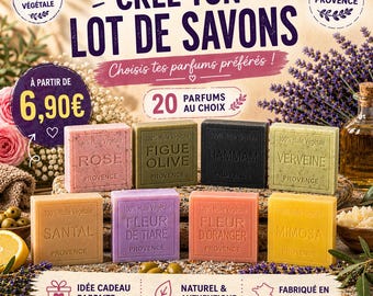 Set di 100 g di saponi artigianali – varie fragranze – sapone profumato naturale, idea regalo, fatto a mano in Francia