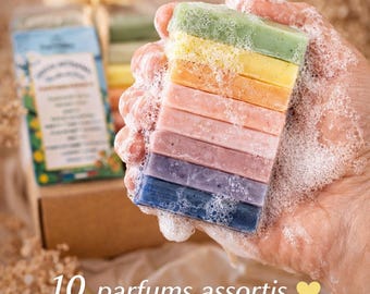 Assortiment 10 Savons Artisanaux – Parfums Assortis – Coffret Cadeau Naturel – Mini Savons 24g – Idée Cadeau Invités / Bien-Être