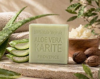 Ręcznie robione mydło w kostce z aloesem i masłem shea 100 g – 97% naturalne mydło – zapachowe mydło w kostce – delikatne i nawilżające mydło do ciała i rąk