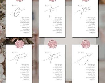 Plantilla de tarjetas de distribución de mesas para bodas, plano de mesas, tarjetas con números de mesa para bodas, plantilla editable, descarga instantánea, 4x6 5x7 8x10 A5