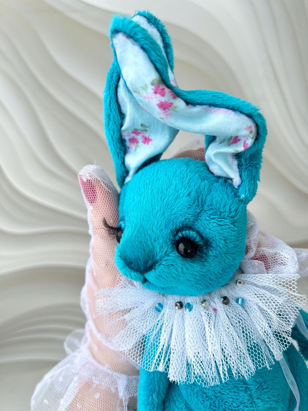 Tourquoise Rabbit OOAK Turquoise Bunny Teddy 20 Cm – Handmade Artist Rabbit, Collectible ...