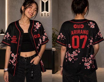 Arirang BTS Floral Baseball Jersey, Arirang BTS World Tour 2026 Jersey, Kpop Army Gift, Unisex Kpop Fan Shirt, Bangtan Concert Merch