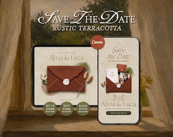 Terracotta Desert Save the Date Website Template • Earthy Boho Canva Wedding Announcement • Digital Download