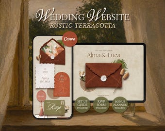 Terracotta Desert Wedding Website Template • Earthy Boho Canva Invitation with RSVP • Digital Download