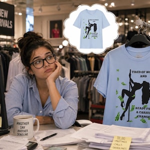 Camiseta con silueta de bailarina de barra: "Cansado del trabajo y listo para un cambio de carrera" / Camiseta divertida con humor para adultos.