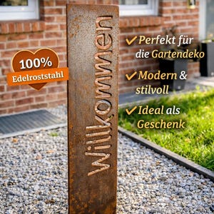 Vintage welkomstbord met roestlook, 145 cm – Modern welkomstbord met roesteffect voor huisingang en tuin