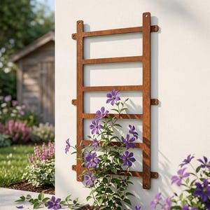 Edelrost Rankhilfe Leiter 60 cm – Rankgitter aus Cortenstahl für Kletterpflanzen, Clematis & Rosen