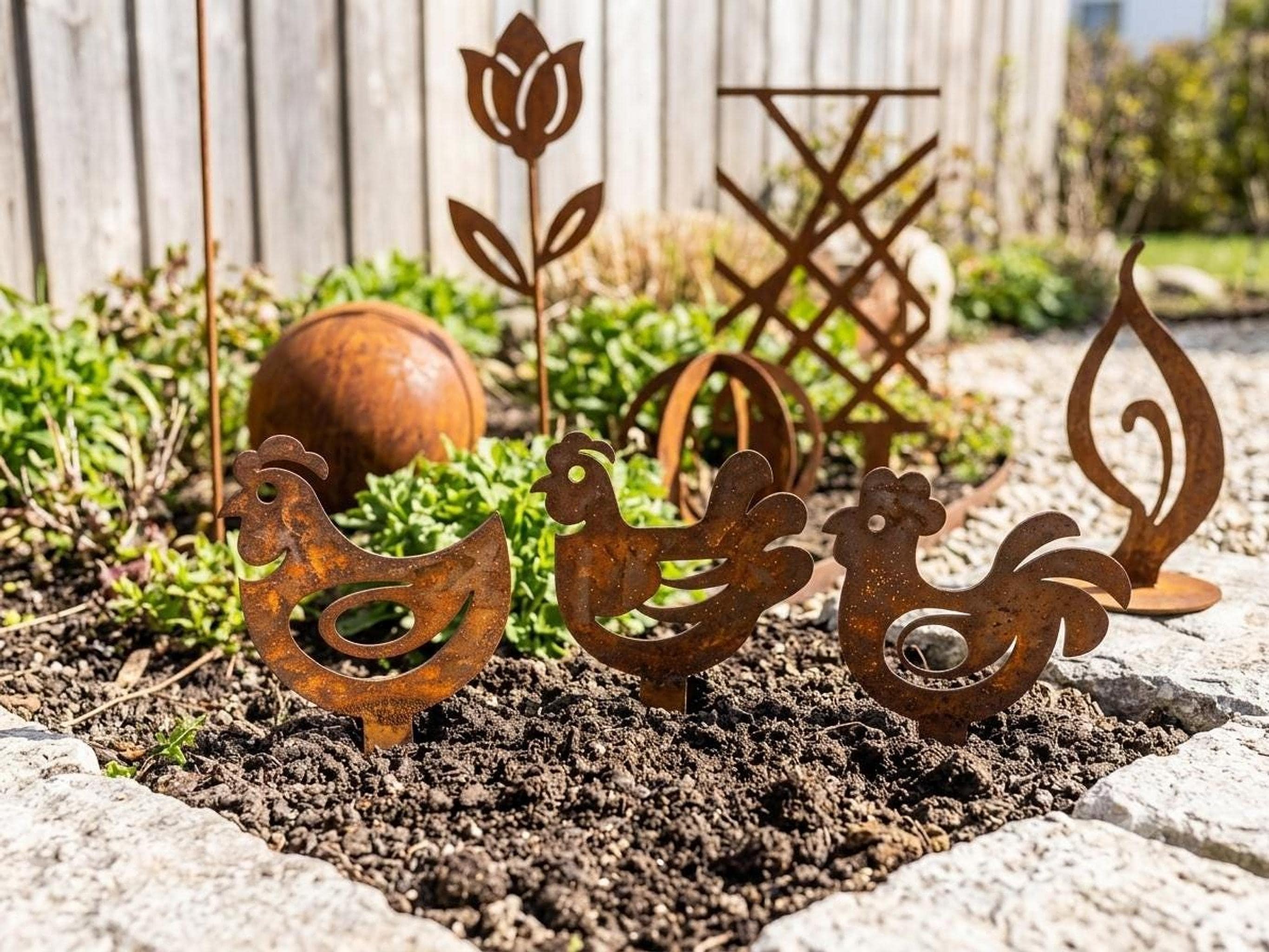 LB H&F HAHN Osterdeko Roststecker Rost Metall Gartenstecker