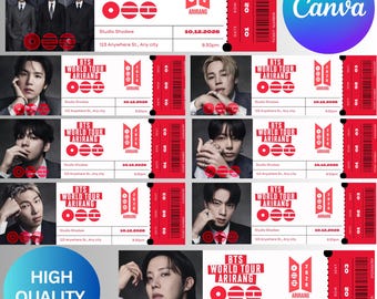 BTS World Tour 2026| Concert Ticket Editable Canva Template, 8 Designs, Digital Download