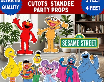 Printable Sesame cutouts Standee Party 9+ Character Party Props (Digital Download)