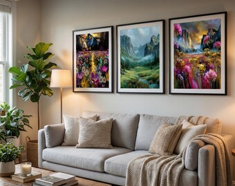 Yosemite Wall Art Set, National Park Landscape Prints Digital Download Poster