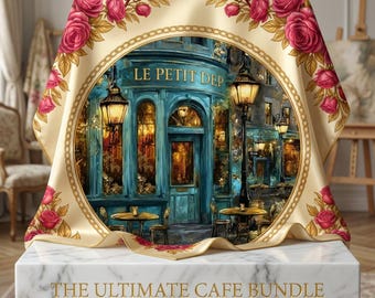 Heritage Cafe Digital Prints: Impressionist Oil Painting Collection (7500px High-Res)