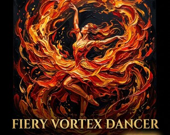 Fiery Vortex Dancer Impasto Oil Painting – 4:5 Vertical Mural (Digital Download)