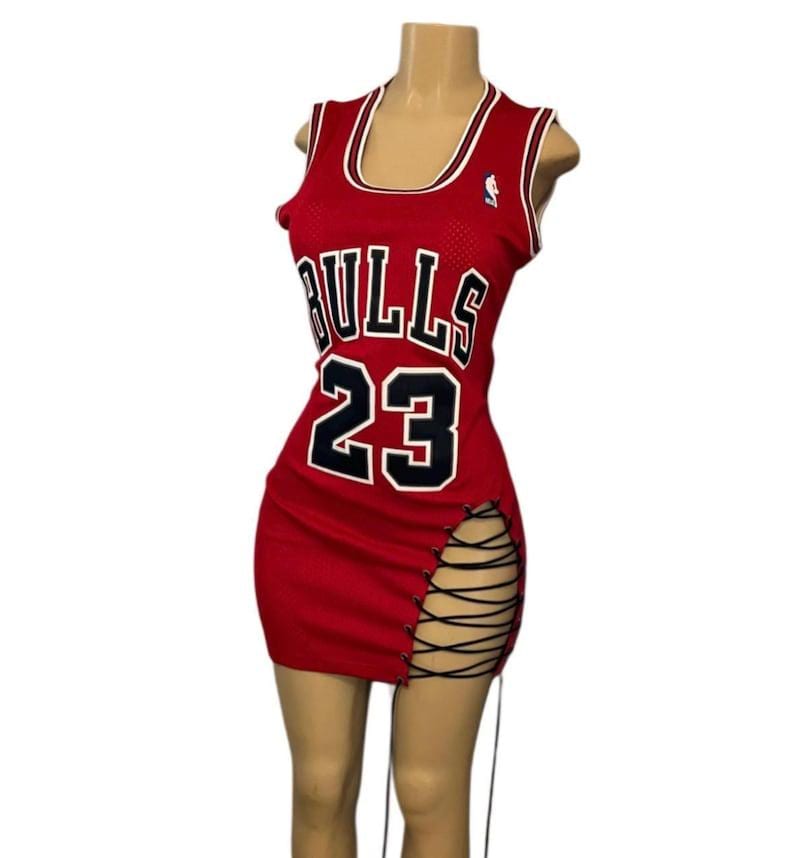 chicago bulls sequin jersey dress Women's Gameday Couture White/Navy Chicago Bears Bling It Full Sequin Jersey Dress Size: Extra Large