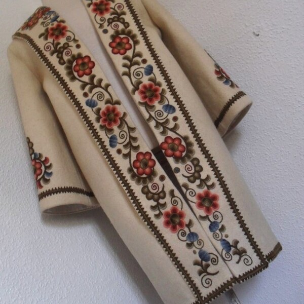 My Amazing Coat . Couture Hand Embroidered Felt Coat Stunning Embroidery By Wool Thread M medium