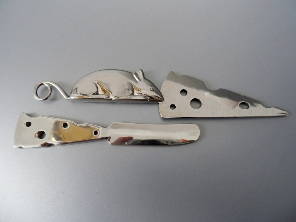 CHEEEEEEESE Mouse Handle Cheese Knife Butter Knife Set Silver Etsy