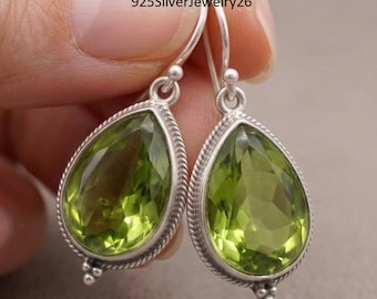 Peridot Earring, Handmade Earrings, 925 Sterling Silver Earrings