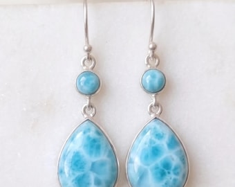 Larimar Earring, 925 Sterling Silver Earring, Gemstone Earring, Handmade Earring