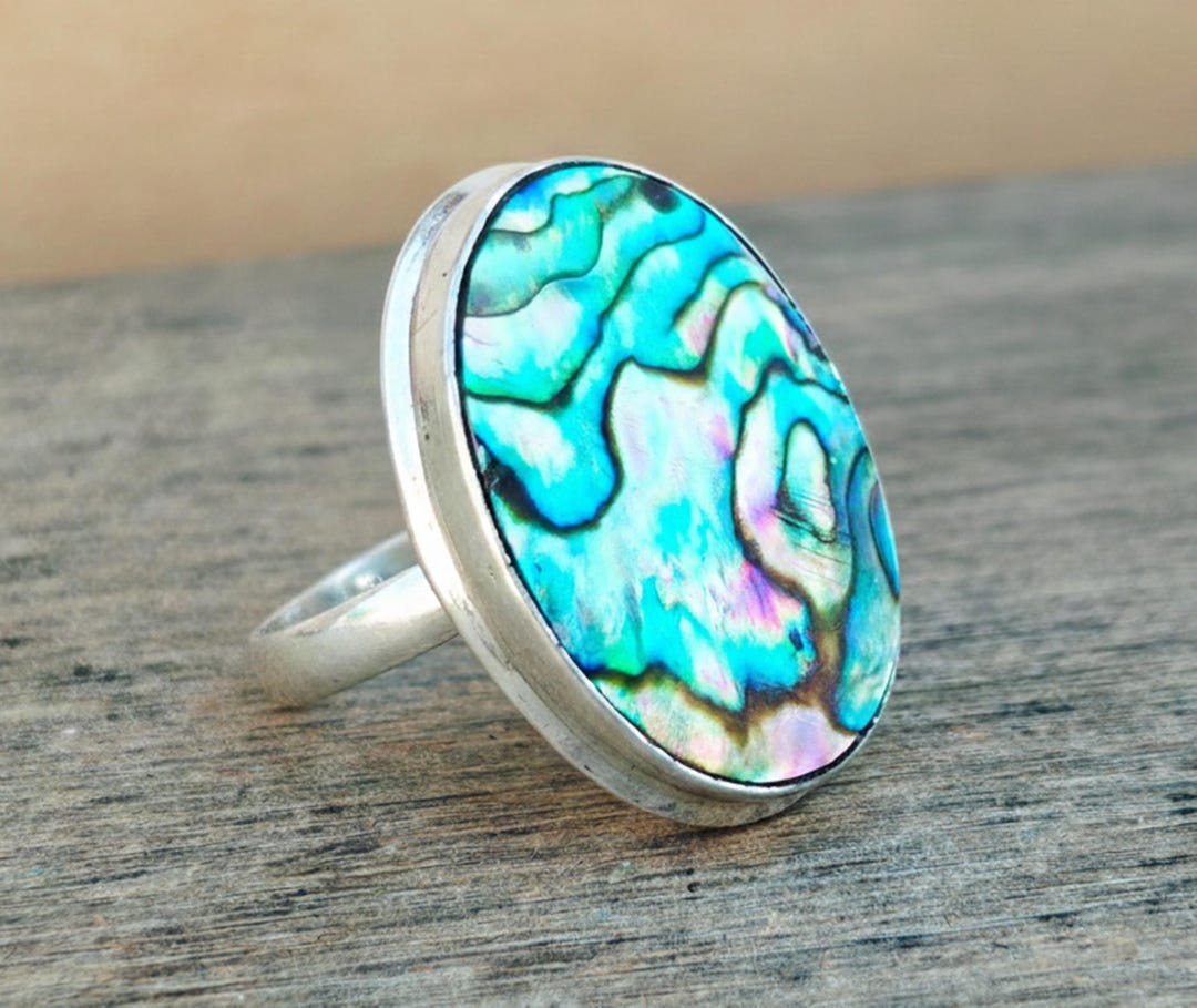 Shell 925 Ring Handmade Abalone Shell 925 Sterling Silver Ring, Silver Jewelry - Etsy