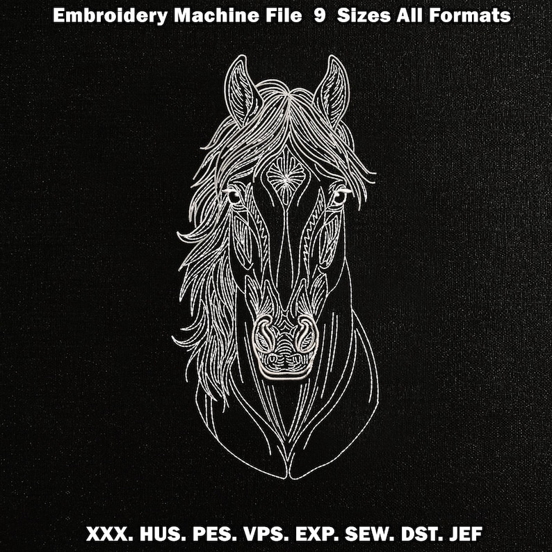 Minimalist Horse Head Embroidery Design, Continuous Line Art ...