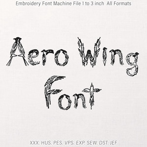 Motif de broderie Aero Wing, alphabet silhouette d'oiseau à plumes (lettre monogramme volante numérisée manuellement, nom, 1 à 3 pouces, pes)